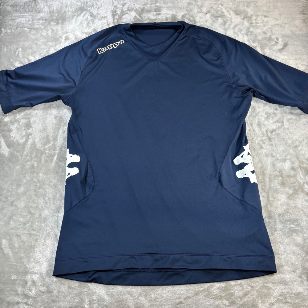 Kappa‎ Mens XL Navy Blue V-Neck Training Soccer Shirt Omini Logo 30-71082290-1